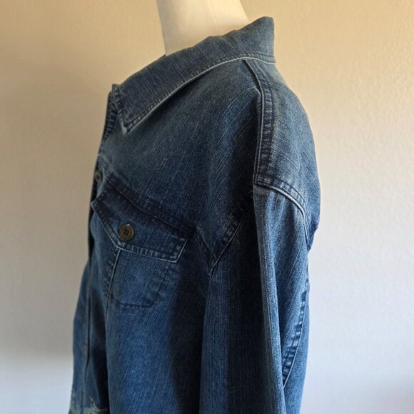 NEW Alfred Dunner Jean Jacket Blue Denim Embroidered Stretch Ramie Plus Size 18 - Picture 5 of 11